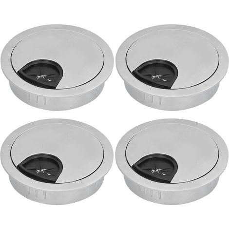 Lot de 4 passe-câbles de bureau pour ordinateur PC, finition brossée, 53 pièces. (1/5)