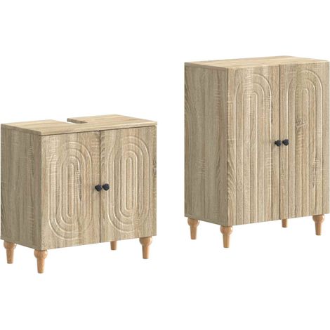 Maison Exclusive - Set di Armadi da Bagno da 2 Pezzi ALKMAAR Rovere Sonoma (1/5)