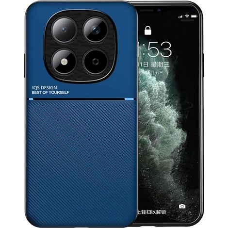 Coque pour Xiaomi Redmi Note 15 Pro 5G, Grâce Exquis Mode Texture Doux Étui, Premium Très Mince Antichoc Antidérapante TPU + PU Bumper Silicone Housse. Bleu (1/5)