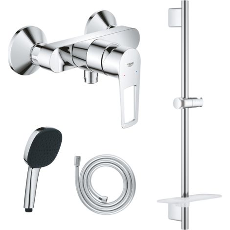 Pack mitigeur douche mécanique GROHE StartLoop + Douchette Vitalio Comfort 110 + Barre Quickflix Vitalio Smartactive + Flexible