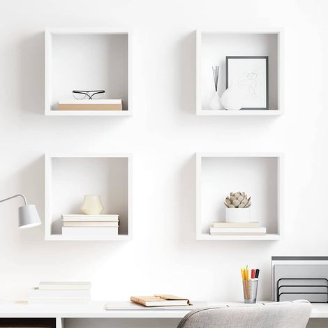 vidaXL Estantes cubo de pared 4 unidades blanco 30x15x30 cm (1/5)
