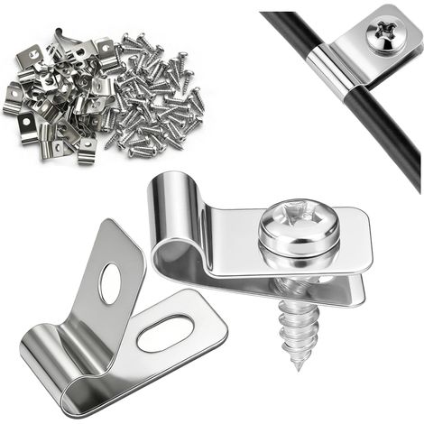 Clips Grillage Rigide 150 Pièces Pinces de Fixation pour Clôture Clips Inoxydable 304 Fixation Grillage Rigide Métalliques Pinces avec Vis pour Bois Métal Fil à Souder Fil Barbelé (1/5)