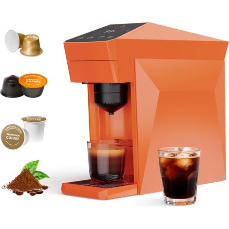 Machine à café jetable 4 en 1, 19 bars, pour capsules KCup, OriginalLine, Dolce Gusto, Ground Coffee, orange vif (1/5)