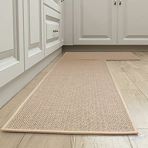 Tapis Cuisine, Tapis De Cuisine Devant Evier Lavable Antidérapant En Caoutchouc Et Lavable, Jute Tapis Cuisine Devant Evier Tapis Cuisine Lin Tapis Cuisine Antidérapant Tapis Cuisine Devant Evier(2 Pc (1/3)