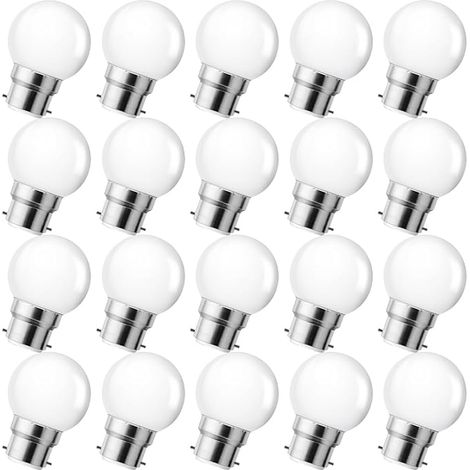 Ampoule LED à Baïonnette B22 3W,Ampoule Mini Globe Golfball B22 G45,Blanc Chaud 3000K,280LM,Non Dimmable,Lot de 20 [Classe énergétique G]