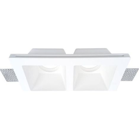 Support Spot Double GU10 LED Carré Blanc 215x118mm - SILAMP (1/5)