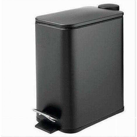 Trade Shop - STAHL-TRETABELLEIMER 5LT SCHWARZER RECHTECKIGER ABFALLEIMER 87448 -