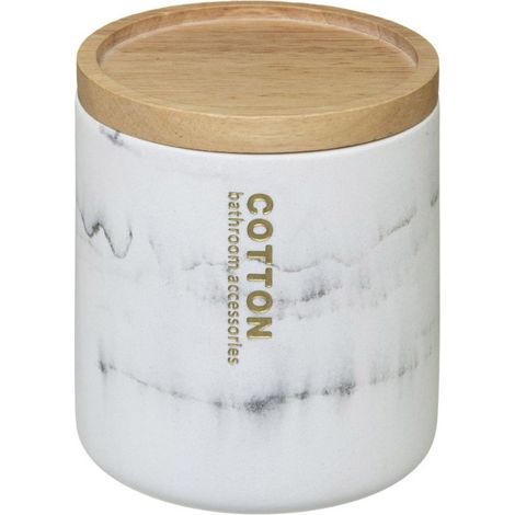 Pot à Coton en Bambou "Léa" 10cm Blanc (1/2)