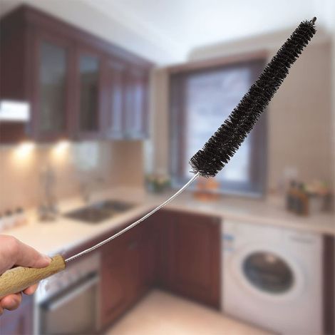 Brosse de nettoyage pour tuyau d'évacuation de sèche-linge - outil de nettoyage et d'élimination des peluches, longue et flexible, avec manche en bois. (1/5)