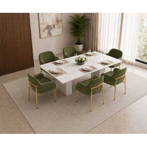 6 sedie da pranzo moderne con braccioli, imbottite, verdi, fino a 125 kg (1/5)