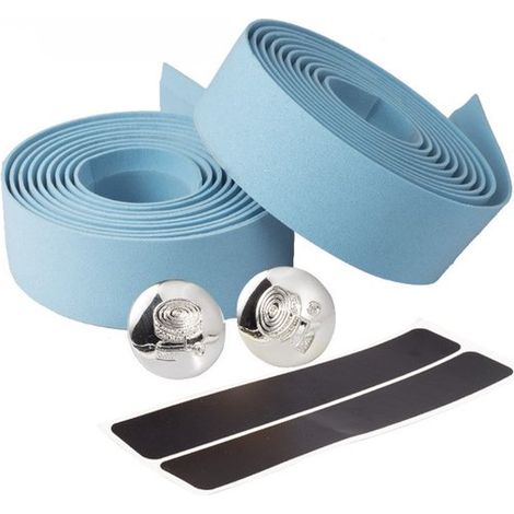 Nastro per manubrio per biciclette, confezione da 2 nastri antiscivolo, nastro per manubrio antiscivolo con tappi terminali argentati per bici da corsa, nero (1/5)