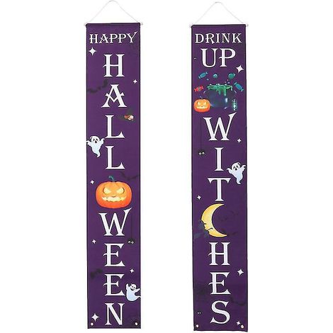 2 Stück „Happy Halloween“-Türfahnen für Halloween-Dekorationen (1/3)