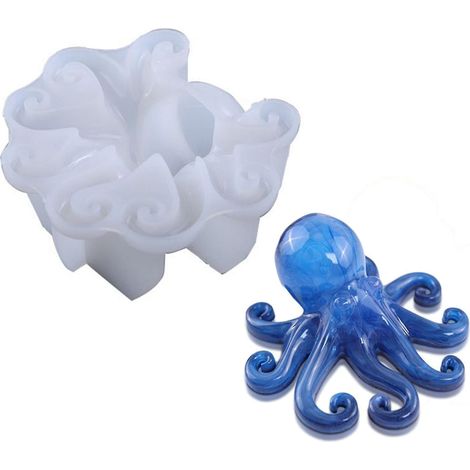 Moule à savon DIY en silicone, forme de pieuvre miroir, pour moulage époxy animal - fg (1/5)