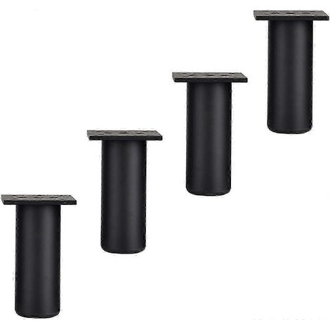 Quatre pieds de meubles, pieds de support de canapé réglables, pieds de lit/meuble TV en métal, résistants à l'usure, avec vis, noirs, 10 cm. (1/5)