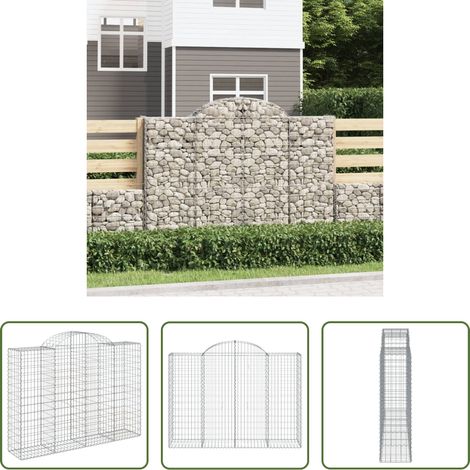 Schalldämmung - Gabione mit Hochbogen 200x50x140/160 cm Verzinktes Eisen (1/5)