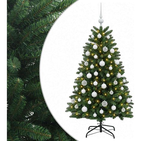 vidaXL Artificial Christmas Tree Mid-green with Bauble 150 cm 150 LEDs