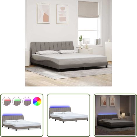 vidaXL LED-Beleuchtung - Bettgestell ohne Matratze "Hanko" Taupe 180x200 cm Stoff (1/5)