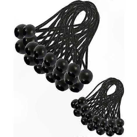 Lot de 30 cordons élastiques pour bâche, chapiteau, camping, tente et rallonges de rideaux (200mm & 150mm) (1/5)