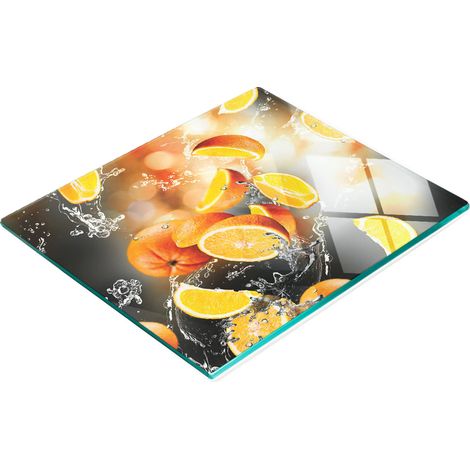 Dekoratives Küchenschneidebrett aus Glas für Orangen und Wasser, 60 x 52 cm (1/5)