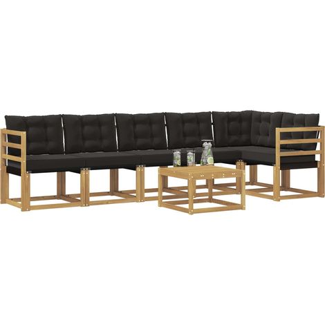 Outdoor Sofa Set with Cushion 7 pcs White and Black vidaXL (1/5)