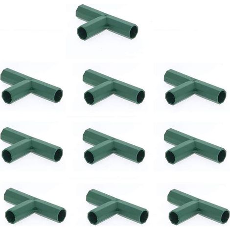 10Pcs 16mm Greenhouse Frame Connectors PVC Building Fitting 3 Way Furniture Corner Tube Connector Stable Support Cane Connectors (16mm,Flat 3-Way) (1/4)