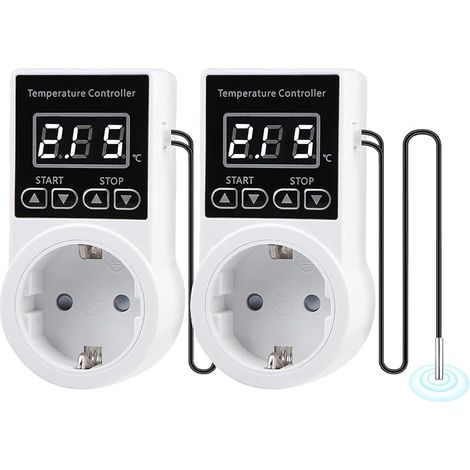 Régulateur de température Interrupteur de température 230 V avec capteur, thermostat étanche, prise thermostatique intelligente, pour serre, terrarium, aquarium, (1/5)