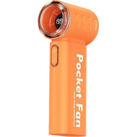 Mini ventilateur portable,Écran LED silencieux,turbine à 5 pales, vent fort,Interface de type C,Accueil et voyages,couleur orange (1/4)