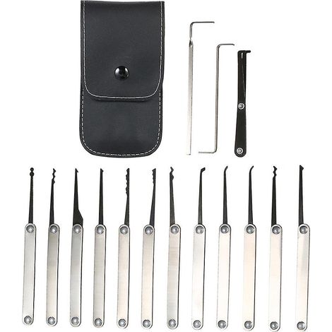 15 PCS Kit de Crochetage de Serrures en Acier Inoxydable - Outils d'Entraînement pour Débutants Serrurier