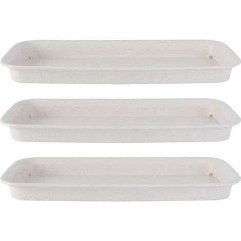 Lot de 3 plateaux en plastique pour pots de fleurs, bases de pots de fleurs pratiques et polyvalentes-40.00X14.30X3.20CM-White (1/3)