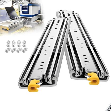 Glissières de tiroir robustes avec verrouillage, 1 paire, rails à et (1/5)