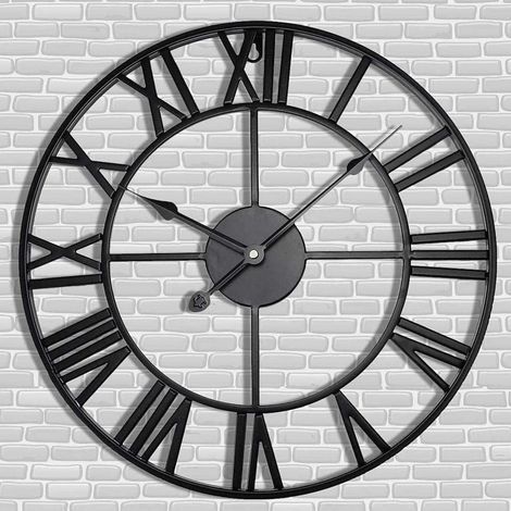 AIDUCHO Horloge Murale Vintage, Horloge Murale en Métal de 50 cm 3D Murale Industrielle Horloge Murale Vintage, Horloge Moderne pour Décoration de Salon Noir (1/5)