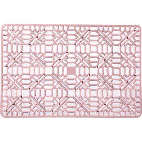 Tapis de protection pour évier de cuisine en acier inoxydable résistant à la chaleur en silicone (rose, taille : 40 x 27cm) (1/2)