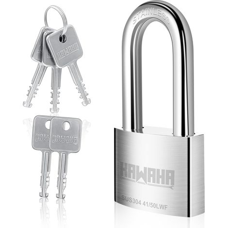 41/50LKD-5SK Cadenas en acier inoxydable avec anse de 50 mm de long avec clé pour une utilisation intérieure et extérieure (robuste, antirouille (50 mm), clé différente L - 5 (1/5)