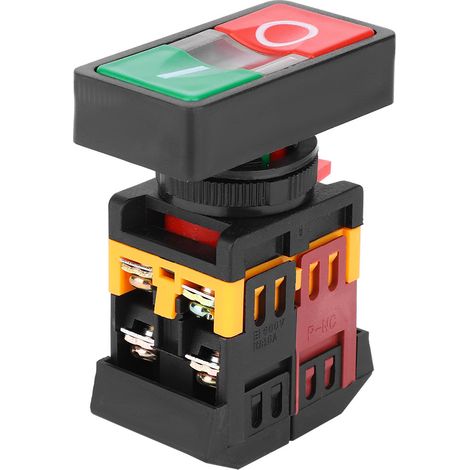 Interrupteur à double bouton-poussoir AS-22/25N avec voyant LED, bouton marche/arrêt momentané NoNC (220 V CA)