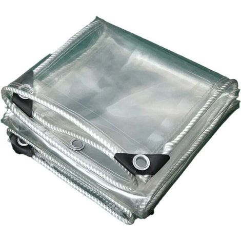 Bâche protection PVC transparent 2x1,5m pour meubles jardin, résistante froid, pluie, gel