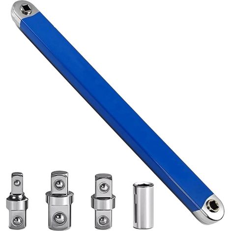 Clé à Rallonge Décalée - 1 Pièce - Acier Carbone - Extension Plate 16mm pour Espaces Étroits - Mécanique Auto et Bricolage - 39 cm avec Adaptateurs (1/5)