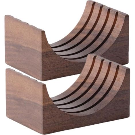 Portafiltri per espresso con supporto in legno di noce (2 pezzi, 4 fessure, 51/53/58 mm), portafiltri universale in legno di noce, antiscivolo (1/5)