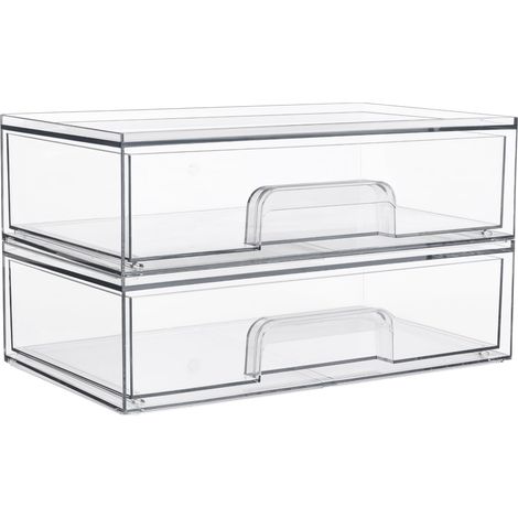 Boîte de rangement à 3 tiroirs, organiseur de vanité transparent, tiroir organisateur antidérapant pour salle de bain (1/4)