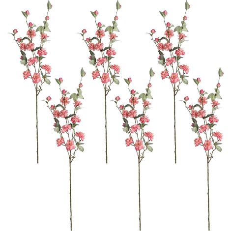 [Künstliche Blumen] [Sträuße] Kamelie, 6 Stück, einzelner Zweig, mehrfach geköpft, rot-rosa, Bohnenpaste, für Tischdekoration, Zimmer (1/5)