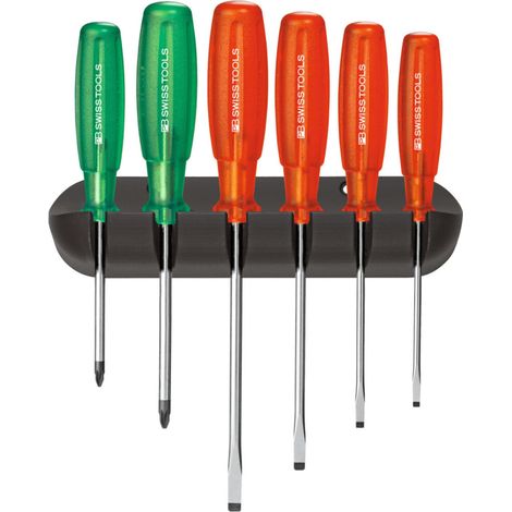 PB Swiss Tools Werkstatt-Schraubendreher-Sortiment, Schlitz und Pozidriv, 6-teilig (1/2)