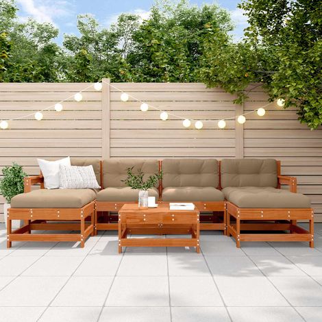 vidaXL Ensemble de salon de jardin 7 pcs Brun cire Bois de pin massif (1/5)