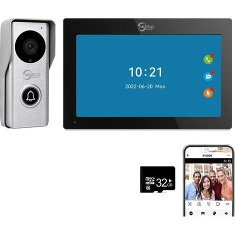 Tuya Interphone vidéo 1080p avec système de moniteur tactile de 7", caméra de portière vidéo, kit de téléphone interphone vidéo WiFi intelligent pour maison