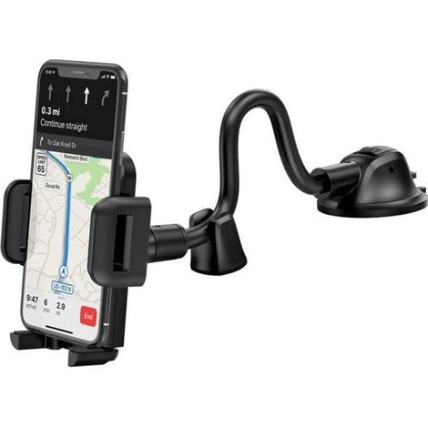 Support Téléphone Voiture Ventouse, Porte Telephone Voiture pour Tableau de Bord et Pare-Brise, Long col de Cygne Flexible, (1/4)