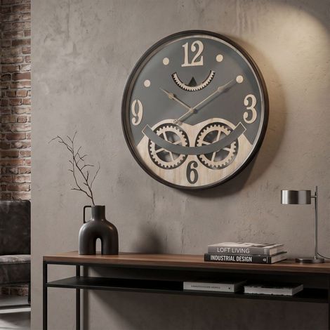 Reloj de pared de 67 cm Archibald, negro y marrón (1/5)