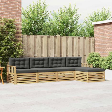 vidaXL Outdoor-Sofagarnitur 5 Stk. Weiß und Anthrazit Polyester (1/5)