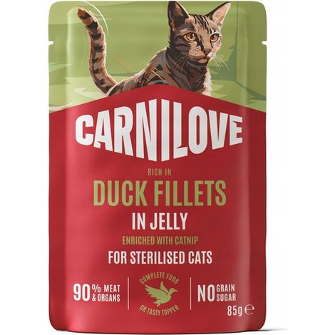 Sachet de nourriture humide Carnilove pour chats adultes stérilisés à la dinde et au canard, 85 g (1/5)
