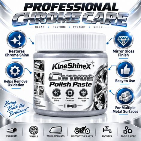 KineShineX Silver Metallic Chrome Plating Paste for Polishing and Refurbishing Car Wheels, Exhaust Pipes, Faucets, and Other Metal Parts (1/4)