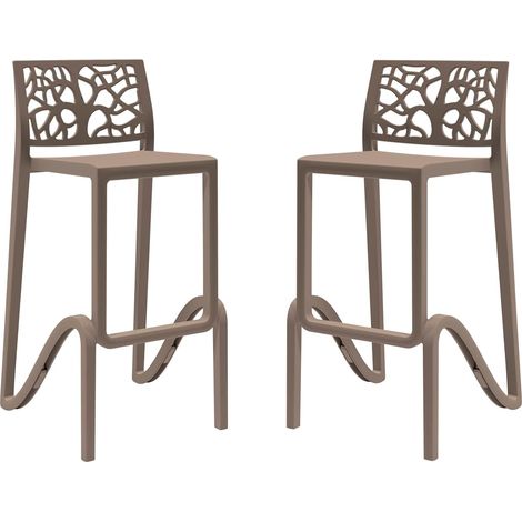 Tabouret Haut empilable pour intérieur et extérieur en polypropylène Teti Zefiro Tortora (1/5)