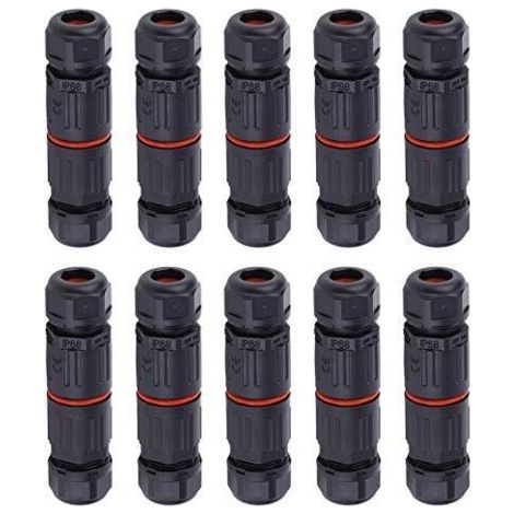 10PCS Connecteur de câble étanche IP68, 0.5mm²2.0mm² connecteur de câble pour boîte de jonction à 3 broches pour les fontaines extérieures, les aquariums paysagers, l'éclairage public