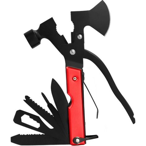 18-in-1-Multitool aus Edelstahl mit Hammer, Zange, Schraubendreher, Säge, Flaschenöffner, Taschenwerkzeug für Camping, Wandern und Notfälle im Freien (Multitool)